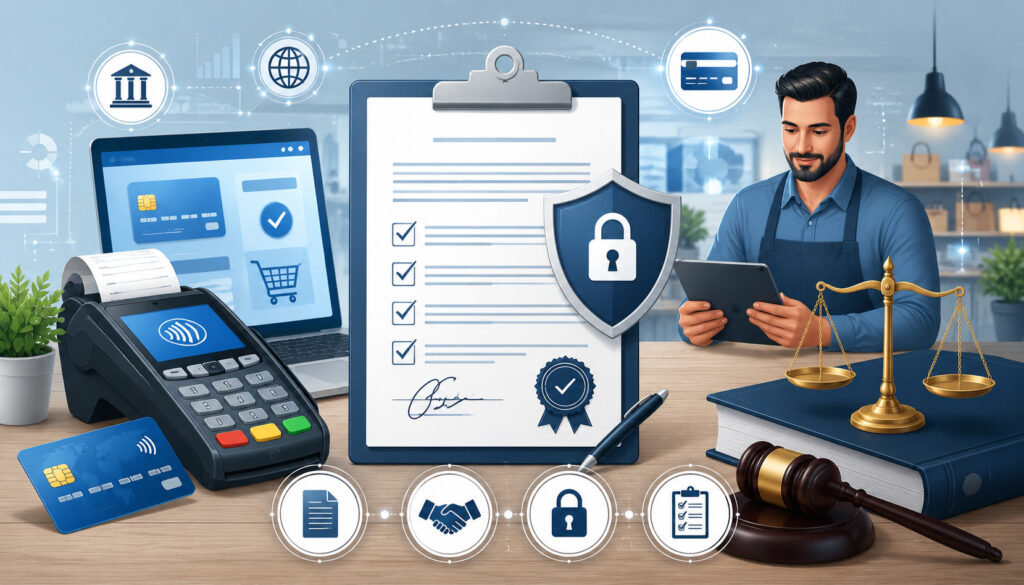 Secure merchant services agreement illustration