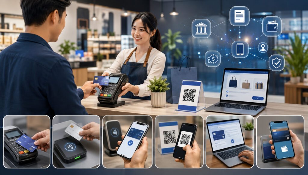 Common merchant payment methods illustration