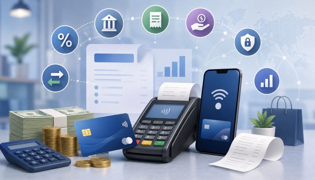 Payment processing fee components illustration
