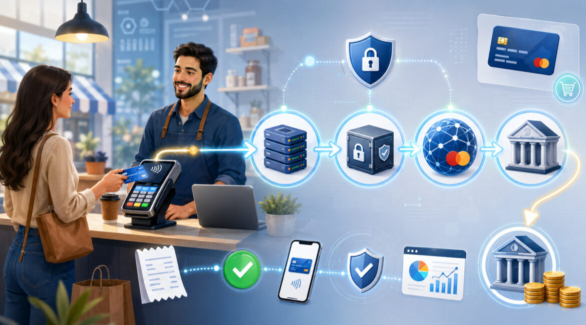 Merchant account payment process illustration