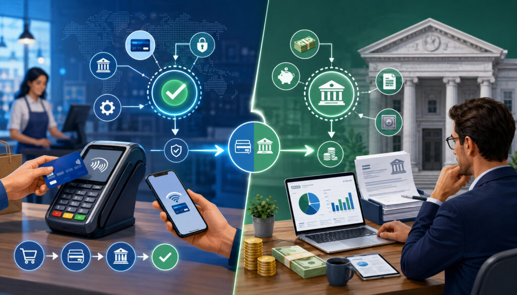 Merchant account vs business bank account illustration